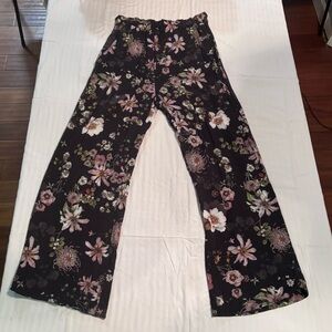 H&M Black Wide Leg Floral Pants